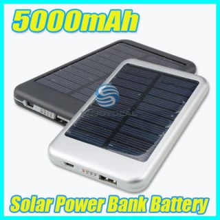 Solar Charger & Battery with Dual Charging Ports for iPhone, iPad 