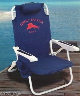 TWO Tommy Bahama Backpack Cooler Beach Chairs New Navy Blue Rated to 