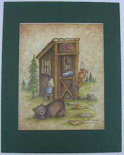 Bath Room Pictures Bear Outhouse Moose Matted Country Picture Print 