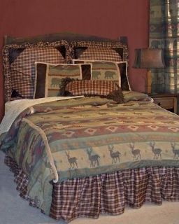   Country Bedding Set Plaid Deer Bear Twin Queen King Rustic Cabin Lodge