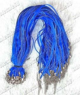 wholesale lots 100pcs blue silk 18K (3+1)cords necklace chains NEW