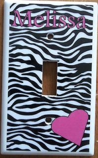   Print Personalized Light Switch Plate Wall Decor Girls Bedroom Pink