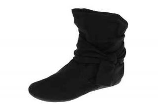 Rampage NEW Beckett Black Faux Suede Ruched Bow Tie Ankle Boots Shoes 