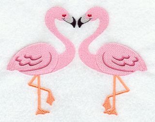 FLAMINGO LOVE EMBROIDERED STANDARD SIZE PILLOWCASES