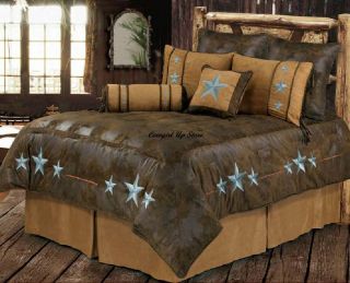 Western Turquoise Triple Star Cowboy Comforter Bedding Set