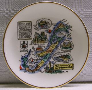 Bermuda Islands Map Souvenir Plate Castle Harbour Hamilton Tom Moores 