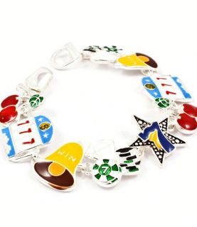   Bracelet Slot Machine Cherries Bells Poker Chip Lucky Colorful New