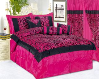   Black Pink Comforter Set Bed In a Bag KING SIZE w/ MATCHING CURTAINS