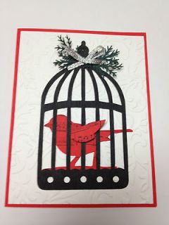 Bird Cage Christmas Cards (lot of 4) Hand Made Stampin