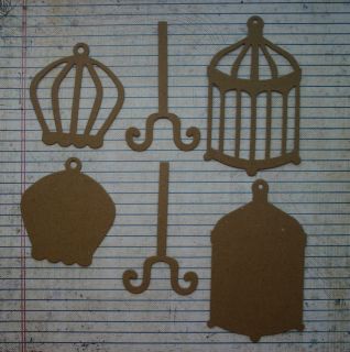 Bird Cage Chipboard Diecuts 2 sizes of cages with backs and stands 6 