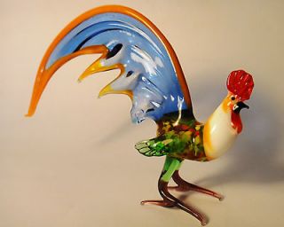 Murano Glass Rooster Bird figurine Handblown Russian Glass Art statue 