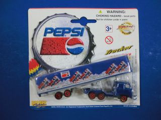 Pepsi Cola Die Cast Metal and Plastic Semi Trailer Truck Golden Wheel 