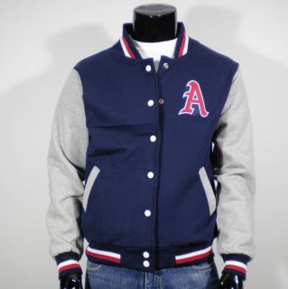 Mens A Brand New Varsity Baseball Jacket (Navy&Gray/S,M,L,XL/Quality 