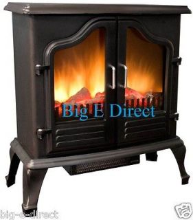 BLACK Harrison Free Standing 5100BTU Antique Fireplace Electric Stove 