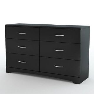   Step One Collection Bedroom Classic 6 Drawer Triple Dresser, Black