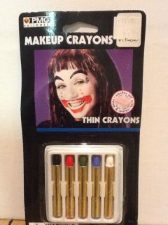 SET OF 5 THIN CRAYONS FOR HALLOWEEN MAKEUP, SPOOKY, SCAREY, WASHES OFF