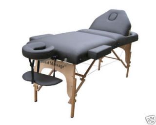 Reiki Black 77L 3 Pad Portable Massage Table Bed Spa