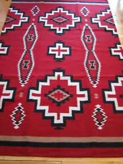   Very Intricate Handwoven Wool Rug, Southwestern, Red,Black