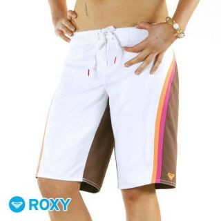 ROXY Board Shorts Surf Boardies Bikini Cortos Beach Long White Pink 