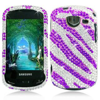 Purple Zebra Bling Hard Snap On Cover Case Protector for Samsung 