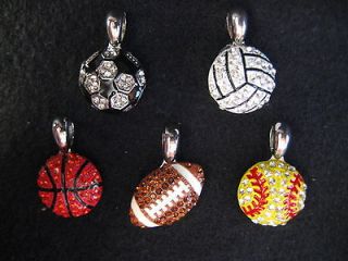   basketball football baseball necklace jewelry rhinestone bling