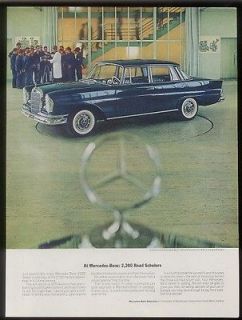 1963 Mercedes Benz 220S 220 S blue fintail car & factory apprentices 