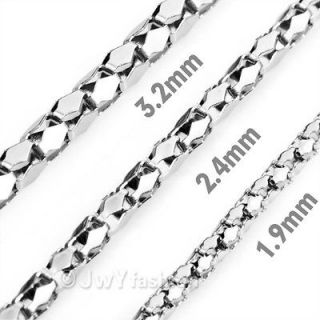   20 Men Silver Stainless Steel Diamond shaped Chain Necklace LP11 0109