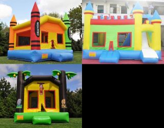 Commercial Inflatable Bounce House 3 Pack Jungle, Crayon, & Jumbo 