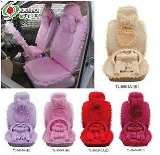 19pc Hello Kitty Rose Lace Car supple Seat Covers Red Pink Beige 