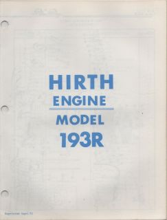 SNO JET HIRTH MODEL 193R ENGINE PARTS MANUAL P/N 209294