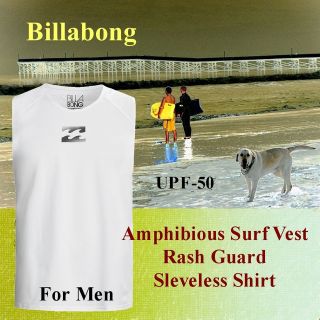 Billabong Amphibious Surf Vest UPF 50 Sleeveless Rash Guard Shirt For 