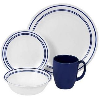   Dinnerware 48 Piece Set Cafe Blue For 12 Break Chip Resistant NEW