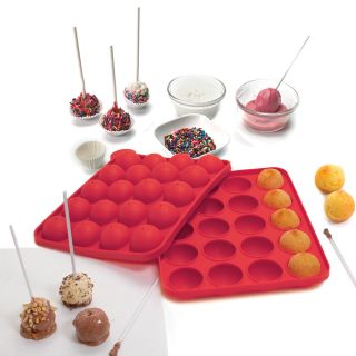   Silicone Cake Pop Pan With 20 Sticks Red, Bite Size Treats On A Stick