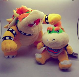   Super Mario Bros King Koopa Bowser & Jr Plush Stuffed Doll Toy US SHIP