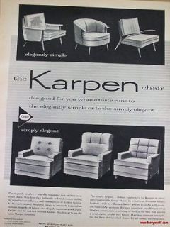 Karpen Furniture vintage 1957 Advertisement