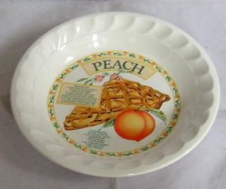   Pie Recipe in Well Peach Pie Stoneware Pottery 10 1/2 Pie Plate