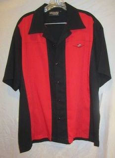   Clothing Classics L New Retro Rockabilly Bowling Shirt Red & Black