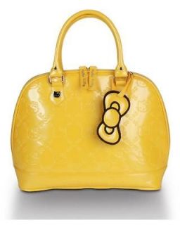   HELLO KITTY YELLOW Embossed Patent Bag purse Handbag Tote Satchel