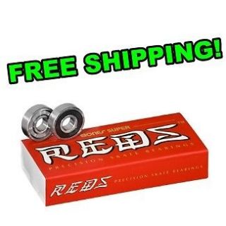 Bones Super Reds Bearings   Roller Derby (16 Pack 8mm Bearing) Free 