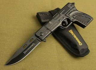 BROWNING Super Cool Gun Shape Black Stainless Steel Folding Knife K153 