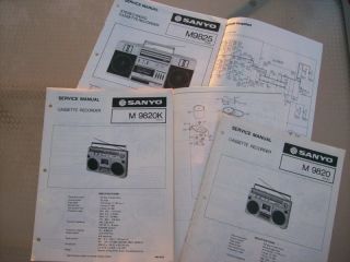 80s SANYO BOOMBOX SERVICE MANUALS M9825,M9820/K #302