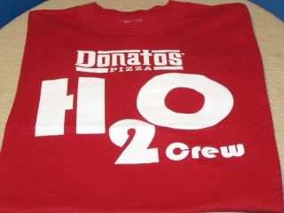 DONATOS PIZZA   H2O Water CREW   Red T Shirt   New   Adult XL