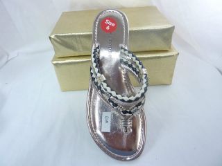   womens flip flops sandals shoes metallic colors braided design 6M