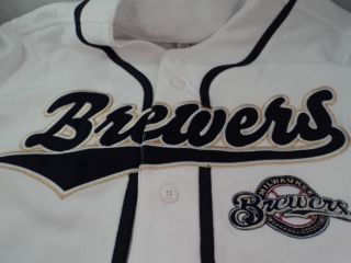 Milwaukee Brewers Licensed Mens Baseball Jersey stitched White NeW w 