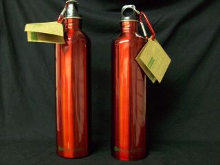 WATER BOTTLES 2 ECOUSABLE LARGE 33oz STAINLESS STEEL RED ECO FRIENDLY
