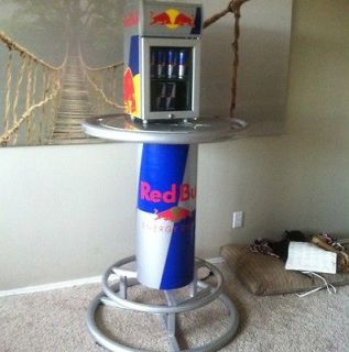 Newly listed Redbull Mini Fridge And Red Bull Table