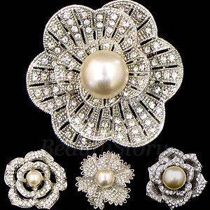    1pc Rhinestone crystal flower bouquet brooch pin bridal