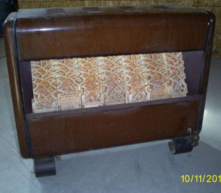 Vintage Enamel Gas Heater Brown with Ceramic Bricks
