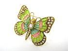   94ct Diamond & Multi Color Plique a Jour Enamel 18K Butterfly Brooch