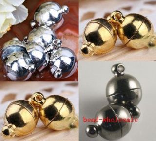 Free Ship 10 Sets Silver Plated/Gold Plated Round Ball Magnetic Clasps 